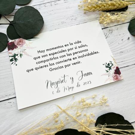Tarjeta Agradecimiento Elegante Floral Roja