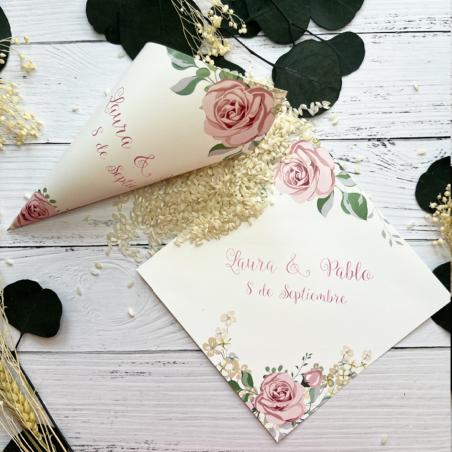 Cono Boda Romantica Rosa
