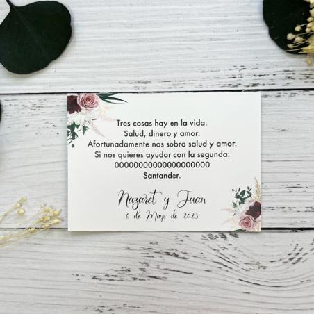 Tarjeta Número Cuenta Floral Roja