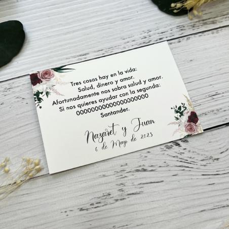 Tarjeta Número Cuenta Floral Roja