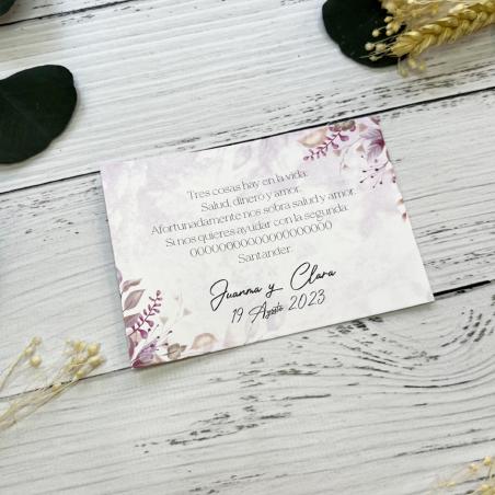 Tarjeta Número Cuenta Flor Acuarela