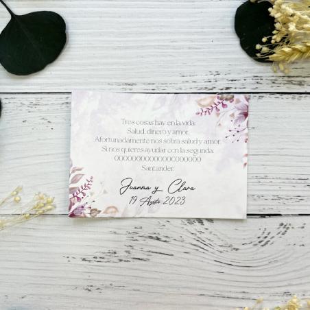Tarjeta Número Cuenta Flor Acuarela