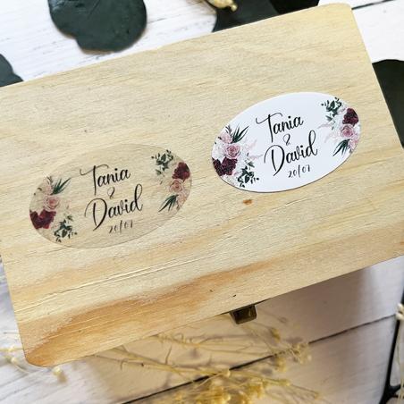Adhesivo detalles Ovalada Floral Roja