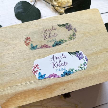 Adhesivo Alargado detalles Hortensias Lila
