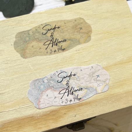 Adhesivo Alargado detalles Mapamundi