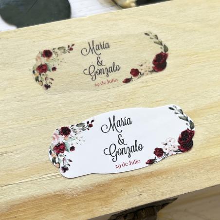 Adhesivo Alargado detalles Flores Rojas