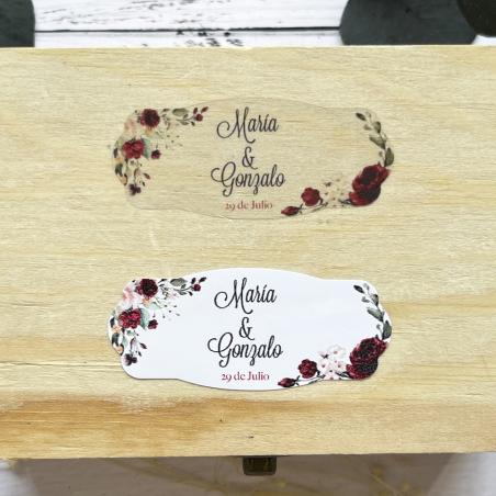 Adhesivo Alargado detalles Flores Rojas
