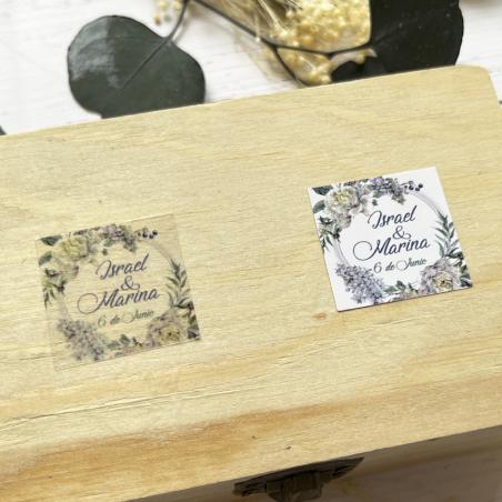 Adhesivo detalles Cuadrado Peonias