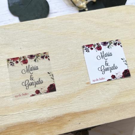 Adhesivo detalles Cuadrado Flores Rojas