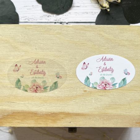 Adhesivo detalles Ovalada Mariposas Románticas