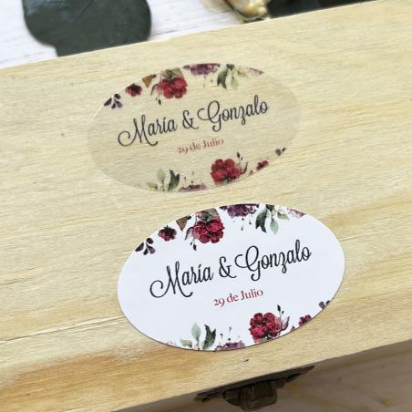 Adhesivo detalles Ovalada Flores Rojas