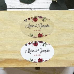 Adhesivo detalles Ovalada Flores Rojas 2