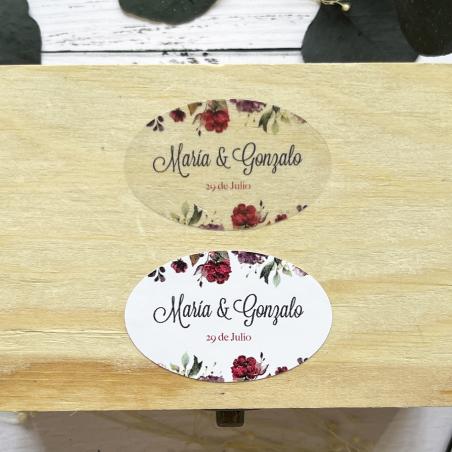 Adhesivo detalles Ovalada Flores Rojas