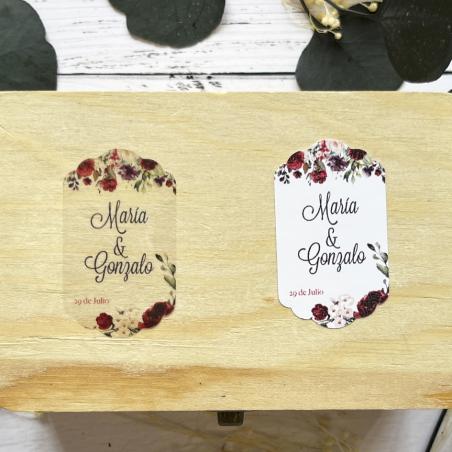 Adhesivo detalle Botella Flores Rojas
