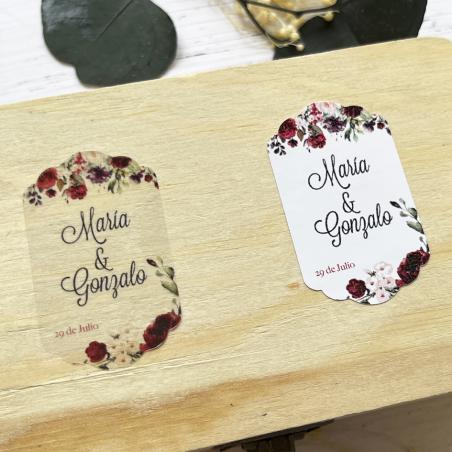 Adhesivo detalle Botella Flores Rojas