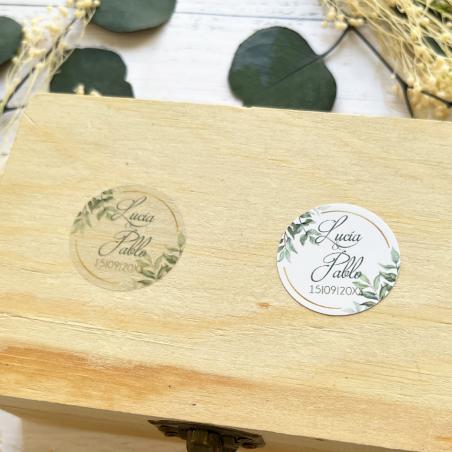 Adhesivo detalles Redonda Madera Blanca y Oro