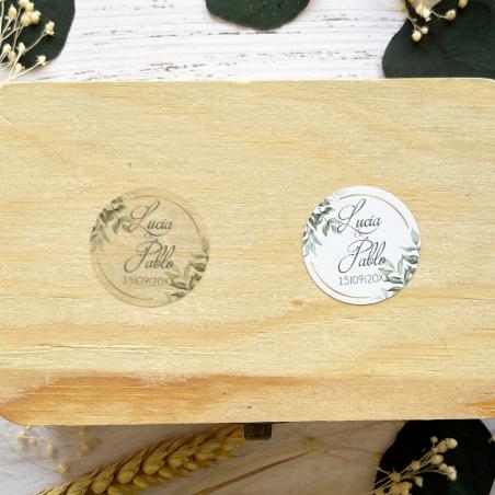Adhesivo detalles Redonda Madera Blanca y Oro