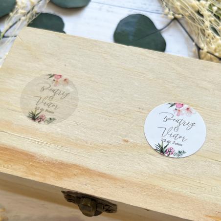 Adhesivo detalles Redonda Boda Flores