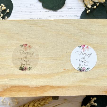 Adhesivo detalles Redonda Boda Flores
