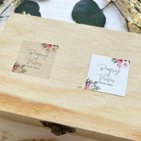 Adhesivo detalles Cuadrado Boda Flores