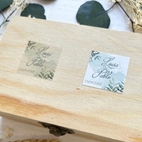 Adhesivo detalles Cuadrado Madera Blanco y Oro