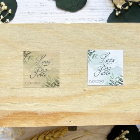 Adhesivo detalles Cuadrado Madera Blanco y Oro