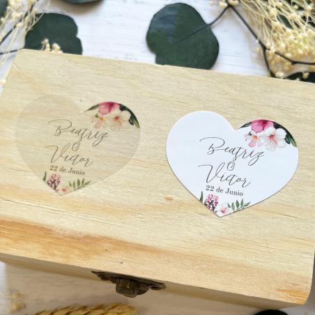 Adhesivo detalles Corazon Boda Flores