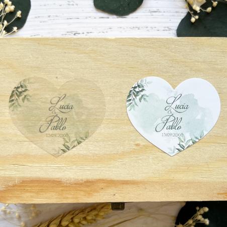 Adhesivo detalles Corazon Madera Blanca y Oro
