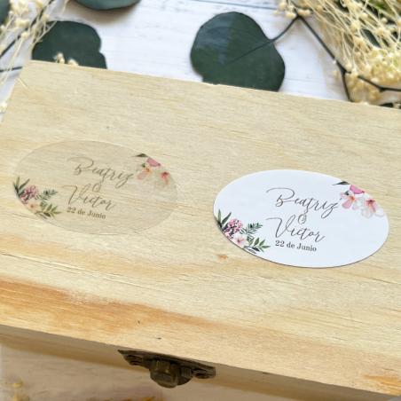 Adhesivo detalles Ovalada Boda Flores