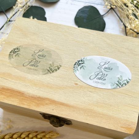 Adhesivo detalles Ovalada Madera Blanca y Oro