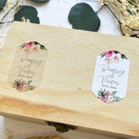 Adhesivo detalle Botella Boda Flores