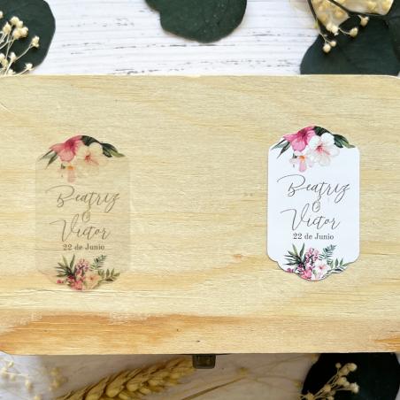 Adhesivo detalle Botella Boda Flores