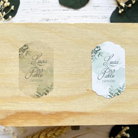 Adhesivo detalle Botella Madera Blanco y Oro
