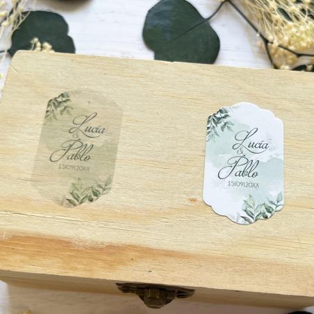 Adhesivo detalle Botella Madera Blanco y Oro