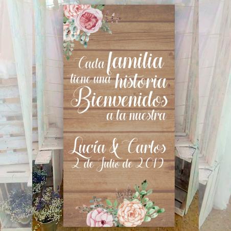 Cartel bienvenido a nuestra familia