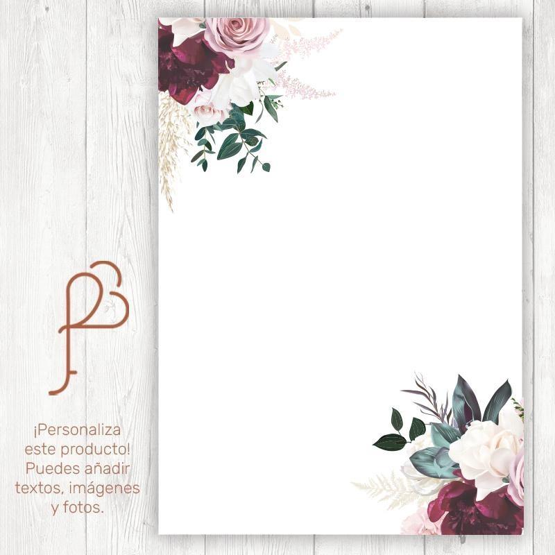 Cartel personalizado floral rojo