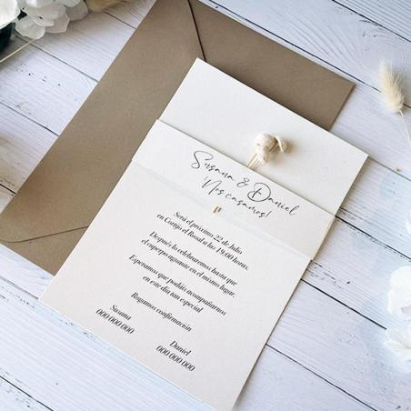 Invitación de Boda con flores Preservadas