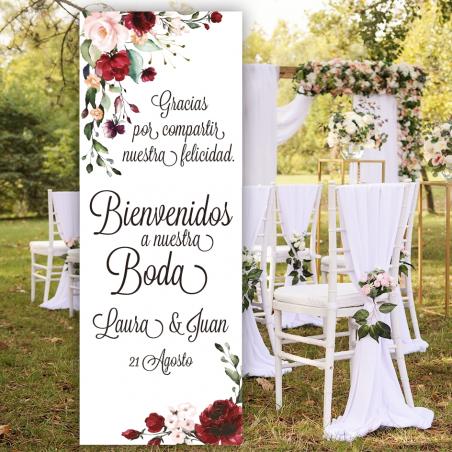 Cartel Bienvenida Flores Rojas