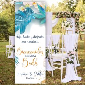 Banner Bienvenida Boda Tropical