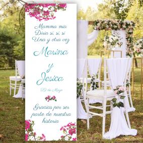Banner de flores con ventana