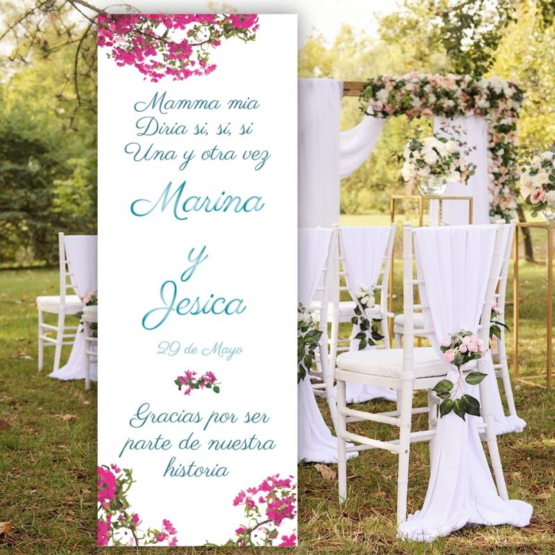 Banner de flores con ventana