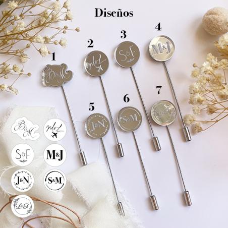 Alfiler de Boda Plateado Personalizado