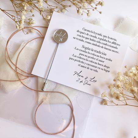 Alfiler de Boda Plateado Personalizado