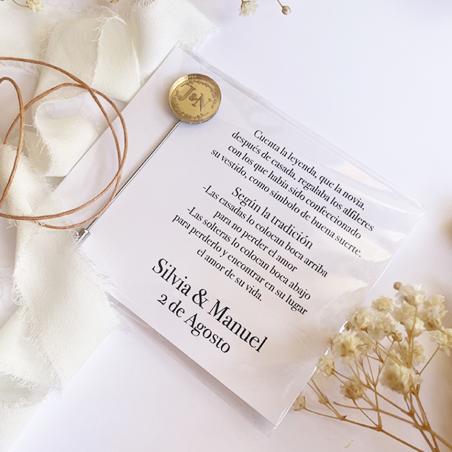 Alfiler de Boda Dorado Personalizado