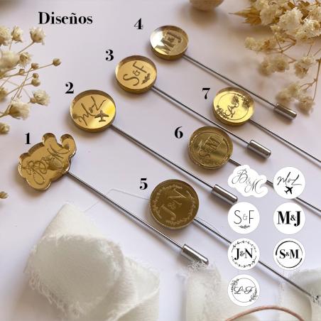 Alfiler de Boda Dorado Personalizado