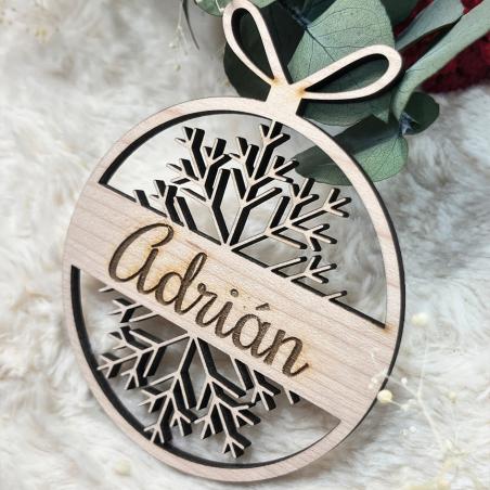 Bola de Madera con lazo navidad