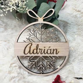 Bola de Madera con lazo navidad 2