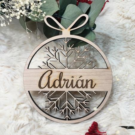 Bola de Madera con lazo navidad