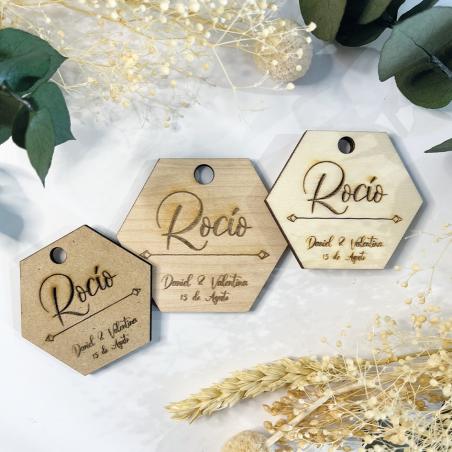 Hexágono Personalizado con nombre y agujero