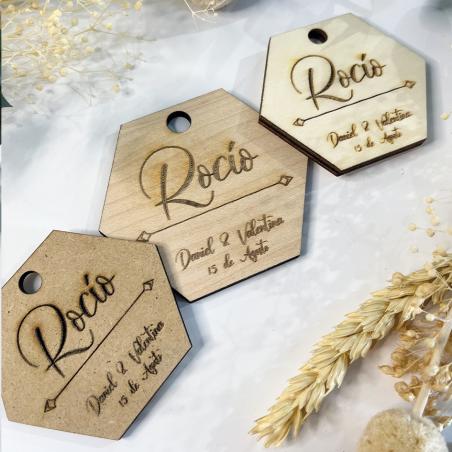 Hexágono Personalizado con nombre y agujero